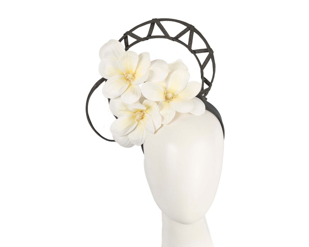 Bespoke black & cream flower fascinator by Fillies Collection - Hats From OZ UK | S297BC Bespoke black & cream flower fascinator by Fillies Collection - Hats From OZ UK