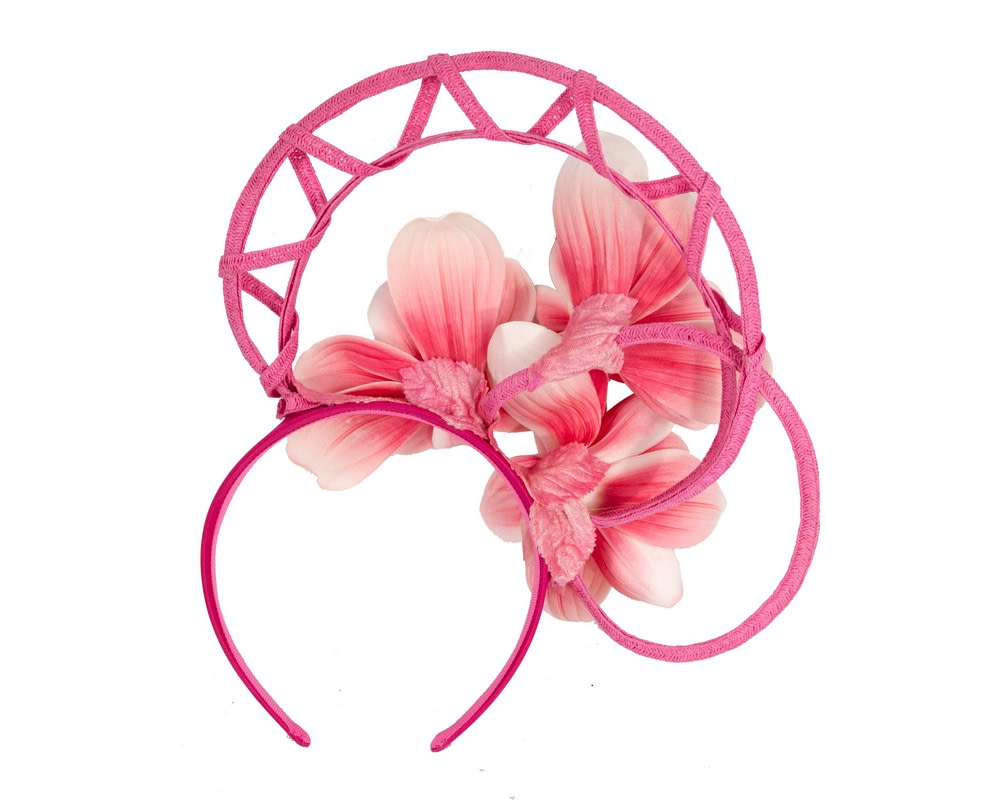 Bespoke fuchsia flower fascinator by Fillies Collection - Hats From OZ UK Bespoke fuchsia flower fascinator by Fillies Collection - Image 4