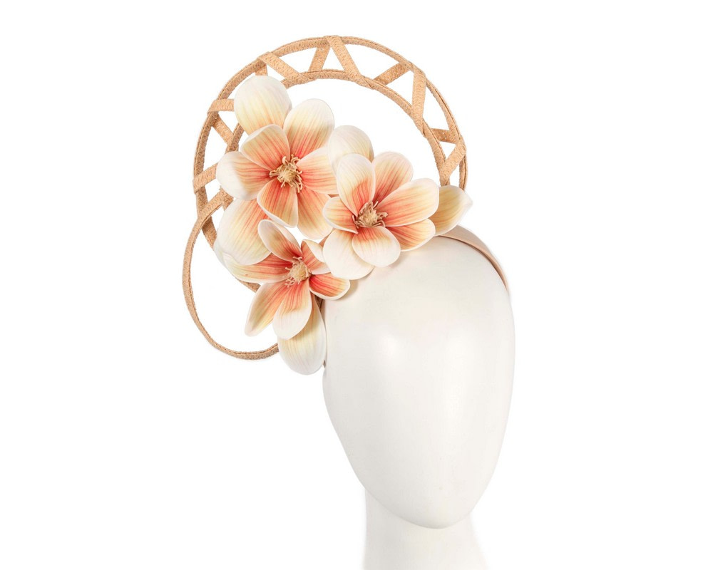 Bespoke nude flower fascinator by Fillies Collection - Hats From OZ UK | S297NU Bespoke nude flower fascinator by Fillies Collection - Hats From OZ UK