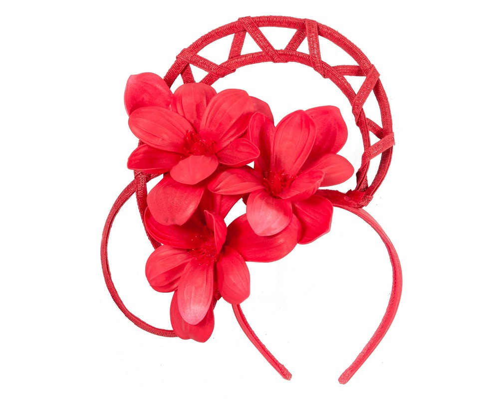 Bespoke red flower fascinator by Fillies Collection - Hats From OZ UK Bespoke red flower fascinator by Fillies Collection - Image 2