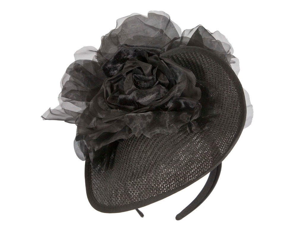 Exclusive black fascinator with flower by Fillies Collection - Hats From OZ UK Exclusive black fascinator with flower by Fillies Collection - Image 2