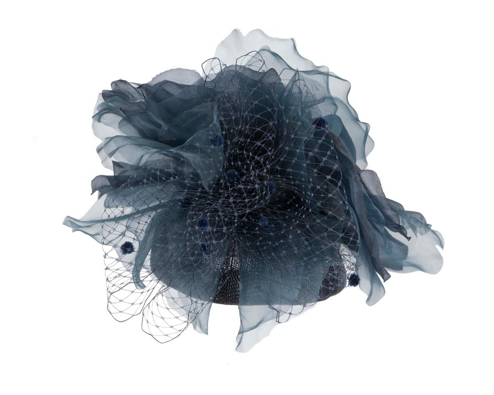 Navy flower pillbox fascinator by Fillies Collection - Hats From OZ UK Navy flower pillbox fascinator by Fillies Collection - Image 6