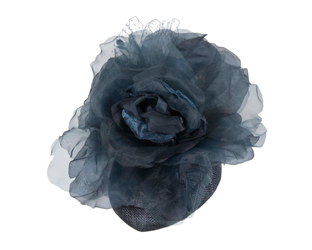 Navy flower pillbox fascinator by Fillies Collection - Hats From OZ UK Navy flower pillbox fascinator by Fillies Collection - Image 2