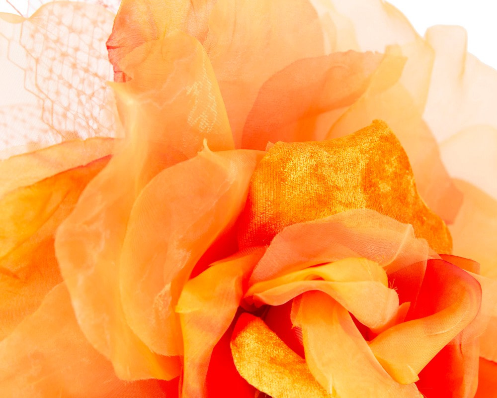 Orange flower pillbox fascinator by Fillies Collection - Hats From OZ UK Orange flower pillbox fascinator by Fillies Collection - Image 5