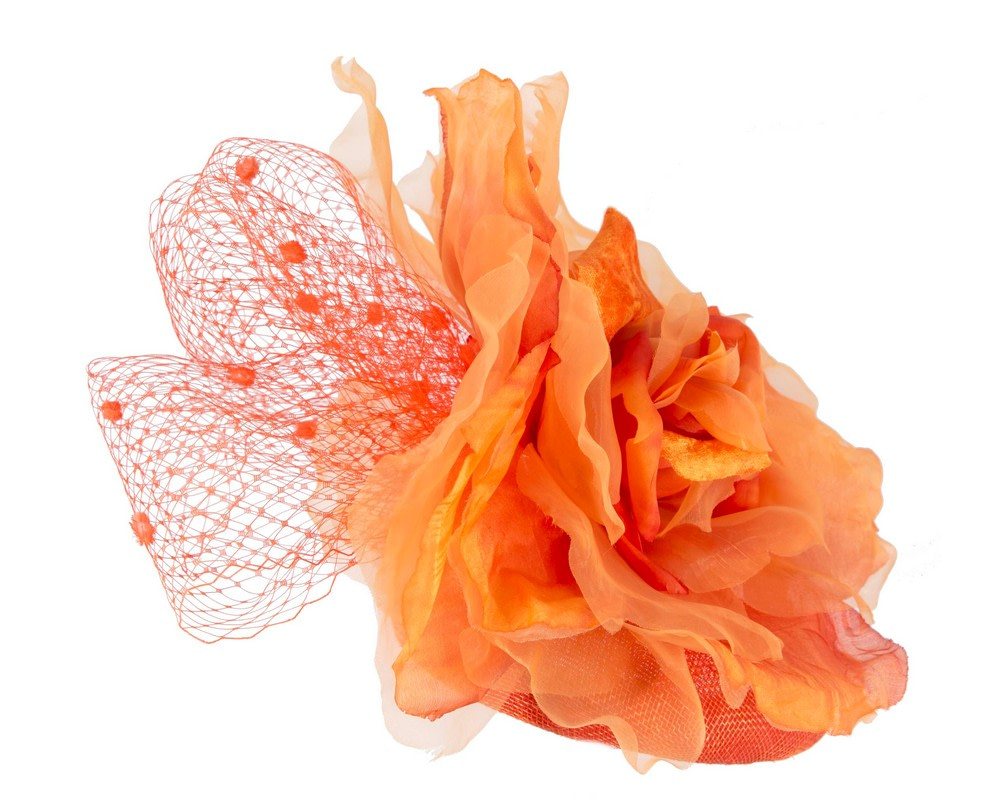 Orange flower pillbox fascinator by Fillies Collection - Hats From OZ UK Orange flower pillbox fascinator by Fillies Collection - Image 4