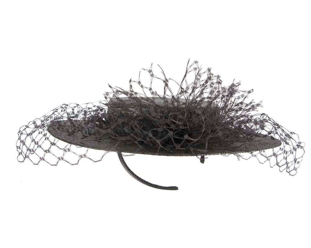 Black boater hat with face veil by Fillies Collection - Hats From OZ UK Black boater hat with face veil by Fillies Collection - Image 6
