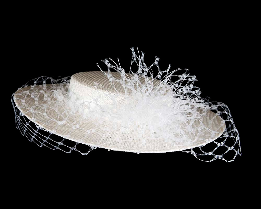 White boater hat with face veil by Fillies Collection - Hats From OZ UK White boater hat with face veil by Fillies Collection - Image 6