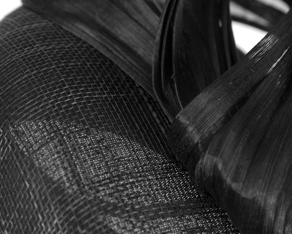 Black pillbox fascinator with silk abaca bow by Fillies Collection S307B - Hats From OZ UK Black pillbox fascinator with silk abaca bow by Fillies Collection S307B - Image 5