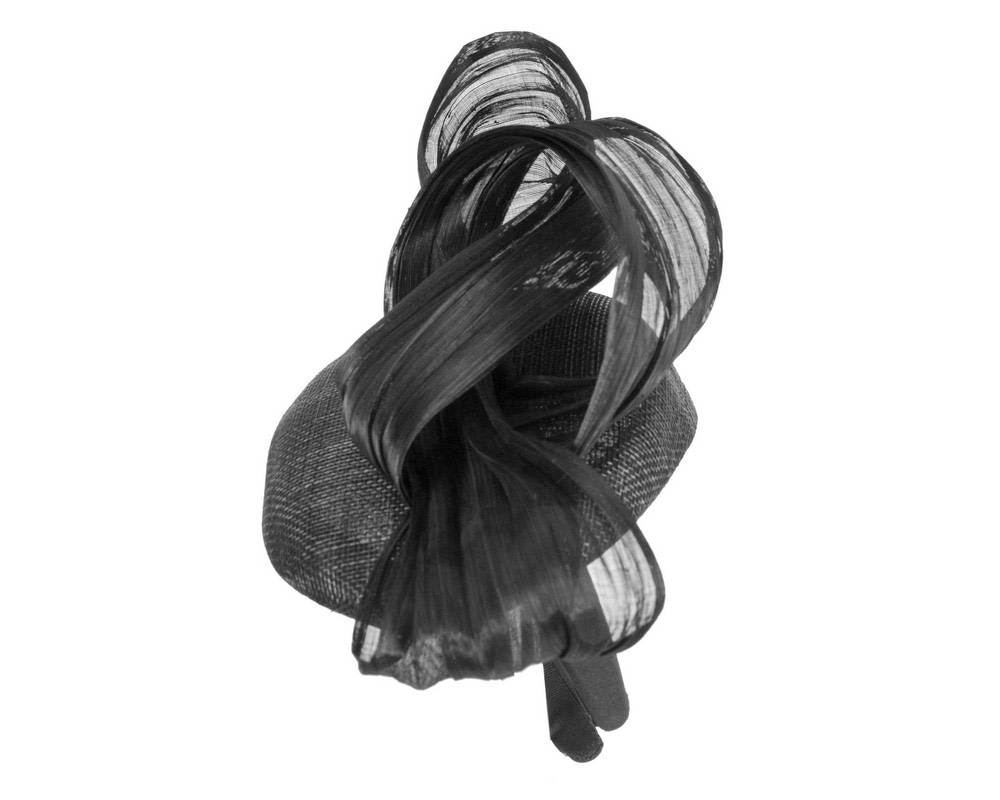 Black pillbox fascinator with silk abaca bow by Fillies Collection S307B - Hats From OZ UK Black pillbox fascinator with silk abaca bow by Fillies Collection S307B - Image 3