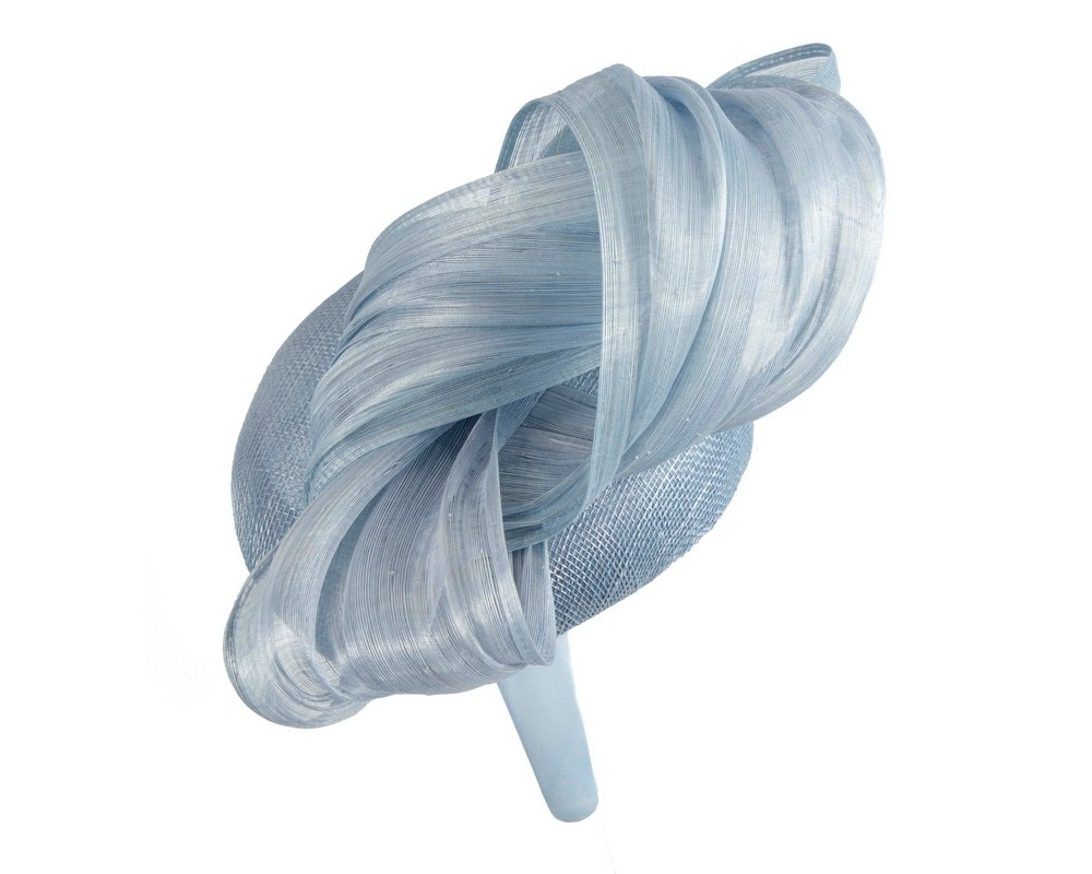 Corn Blue pillbox fascinator with silk abaca bow by Fillies Collection - Image 4