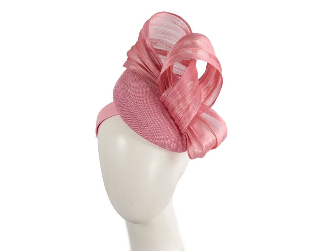 Dusty pink pillbox fascinator with silk abaca bow by Fillies Collection - Hats From OZ UK Dusty pink pillbox fascinator with silk abaca bow by Fillies Collection