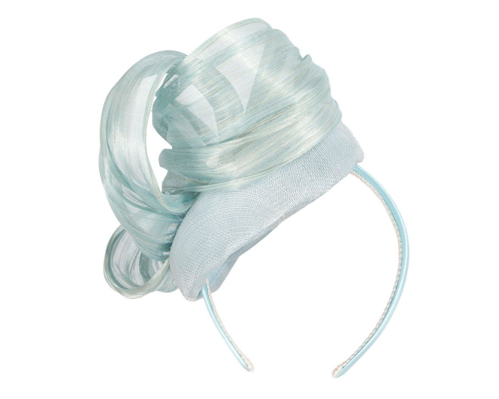 Light Blue pillbox fascinator with silk abaca bow by Fillies Collection S307LBL - Hats From OZ UK Light Blue pillbox fascinator with silk abaca bow by Fillies Collection S307LBL - Image 6