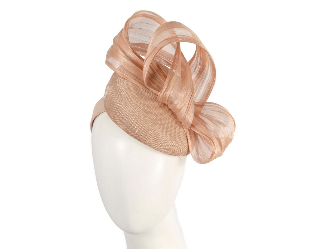 Nude pillbox fascinator with silk abaca bow by Fillies Collection S307NU - Hats From OZ UK