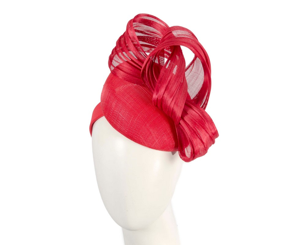 Red pillbox fascinator with silk abaca bow by Fillies Collection S307R - Hats From OZ UK