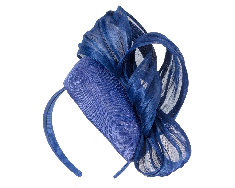 Royal blue pillbox fascinator with silk abaca bow by Fillies Collection - Hats From OZ UK Royal blue pillbox fascinator with silk abaca bow by Fillies Collection - Image 2