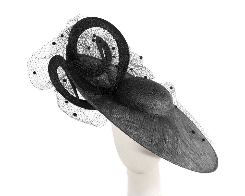 Large black racing fascinator hat by Fillies Collection - Hats From OZ UK
