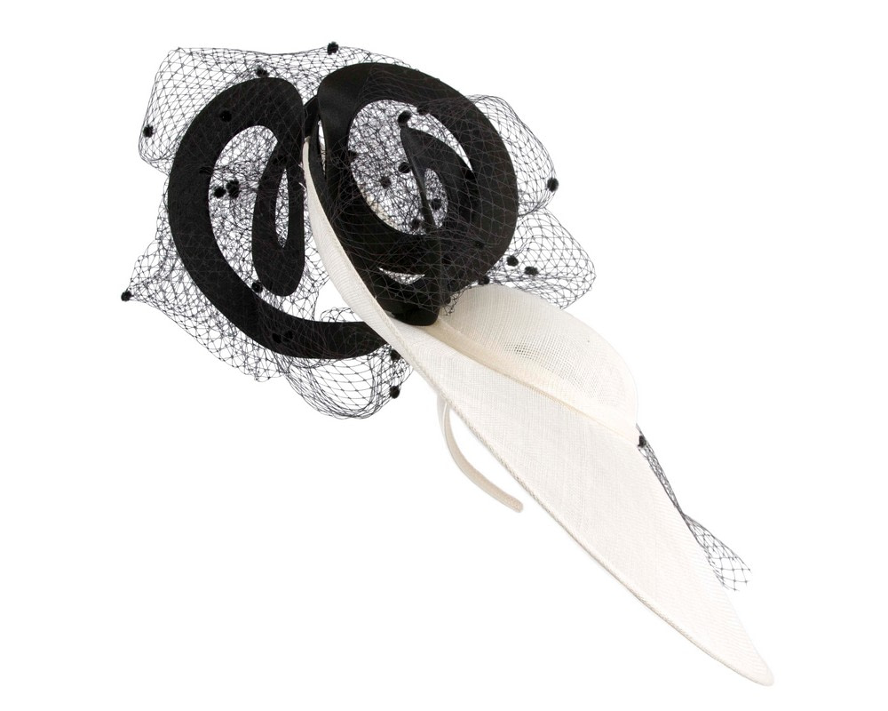 Large cream & black racing fascinator hat by Fillies Collection - Hats From OZ UK Large cream & black racing fascinator hat by Fillies Collection - Image 2
