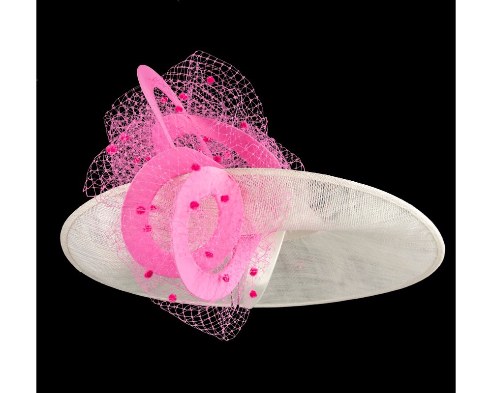 Large cream & pink racing fascinator hat by Fillies Collection - Hats From OZ UK Large cream & pink racing fascinator hat by Fillies Collection - Image 5