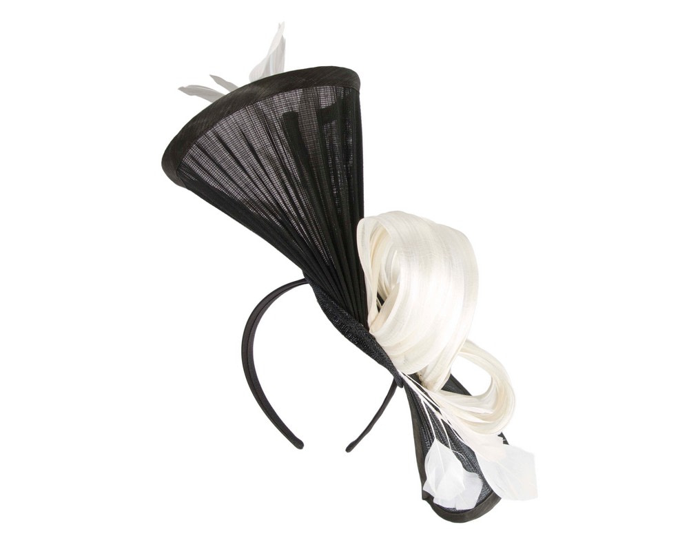 Large black & cream jinsin racing fascinator by Fillies Collection - Hats From OZ UK Large black & cream jinsin racing fascinator by Fillies Collection - Image 6