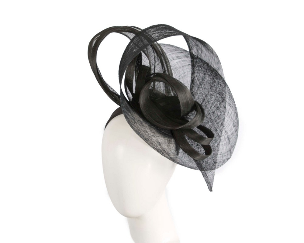 Large black sinamay fascinator by Fillies Collection - Hats From OZ UK | S311B Large black sinamay fascinator by Fillies Collection - Hats From OZ UK