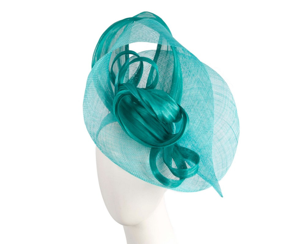 Large teal sinamay fascinator by Fillies Collection - Hats From OZ UK | S311TE Large teal sinamay fascinator by Fillies Collection - Hats From OZ UK