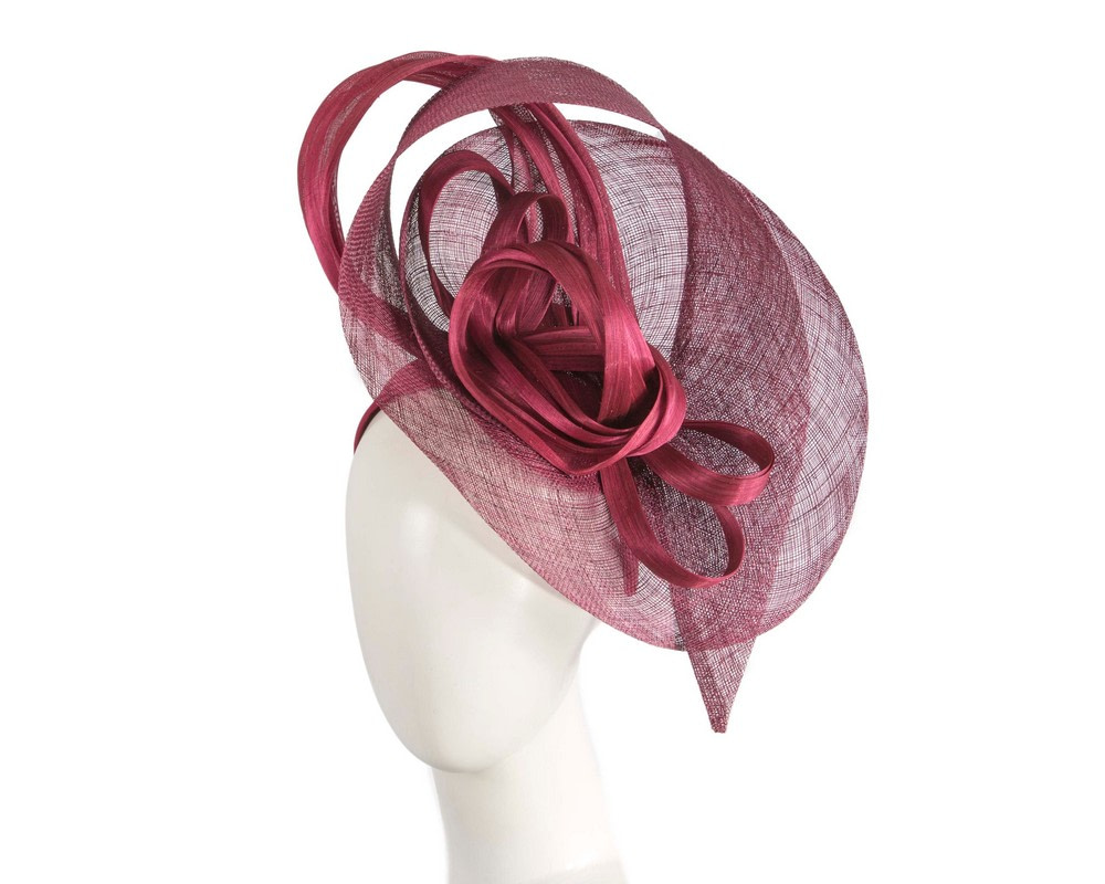 Large wine colored sinamay fascinator by Fillies Collection - Hats From OZ UK | S311W Large wine colored sinamay fascinator by Fillies Collection - Hats From OZ UK