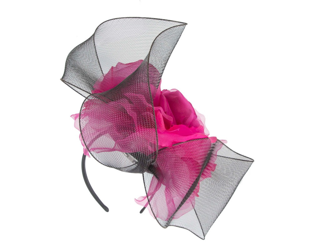 Large structured black & fuchsia fascinator by Fillies Collection - Hats From OZ UK Large structured black & fuchsia fascinator by Fillies Collection - Image 6