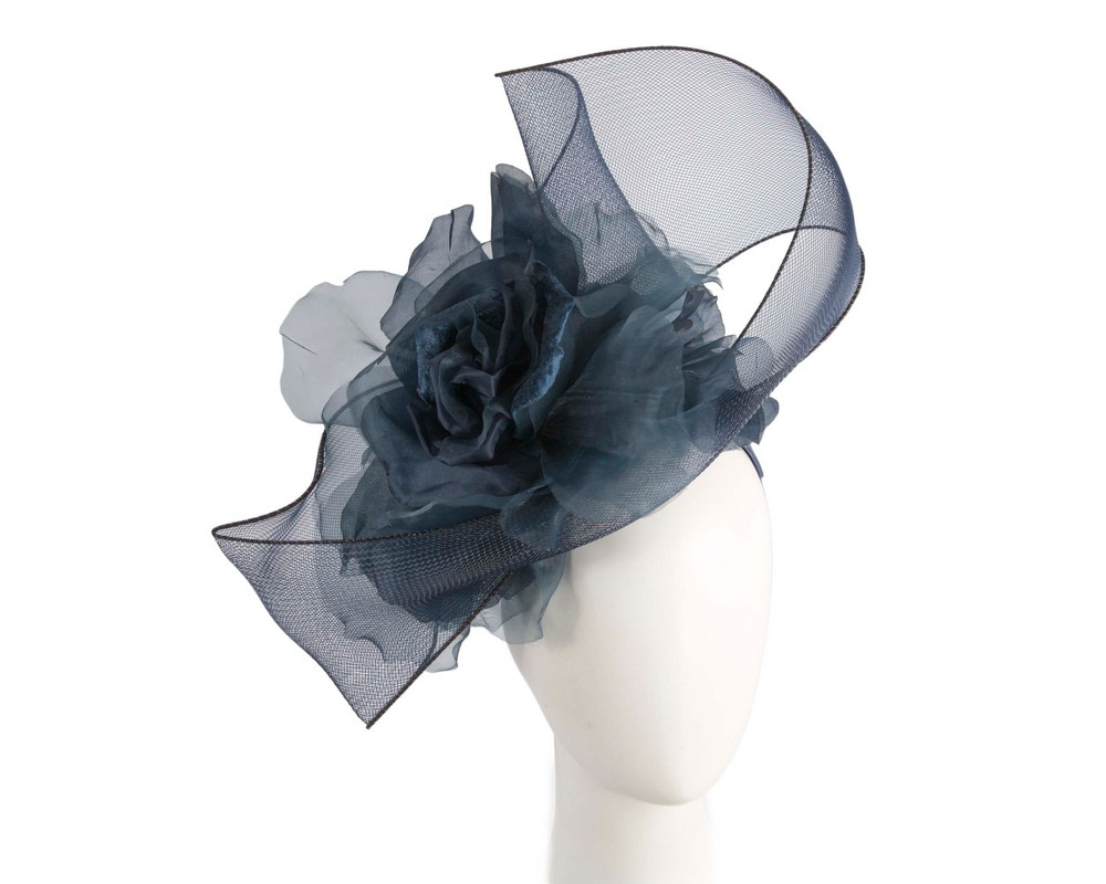 Large structured navy fascinator by Fillies Collection - Hats From OZ UK