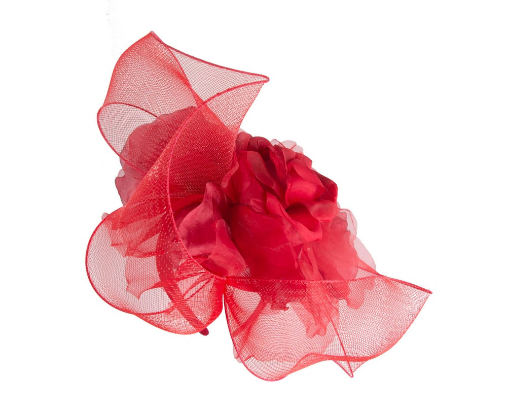 Large structured red fascinator by Fillies Collection - Hats From OZ UK Large structured red fascinator by Fillies Collection - Image 6