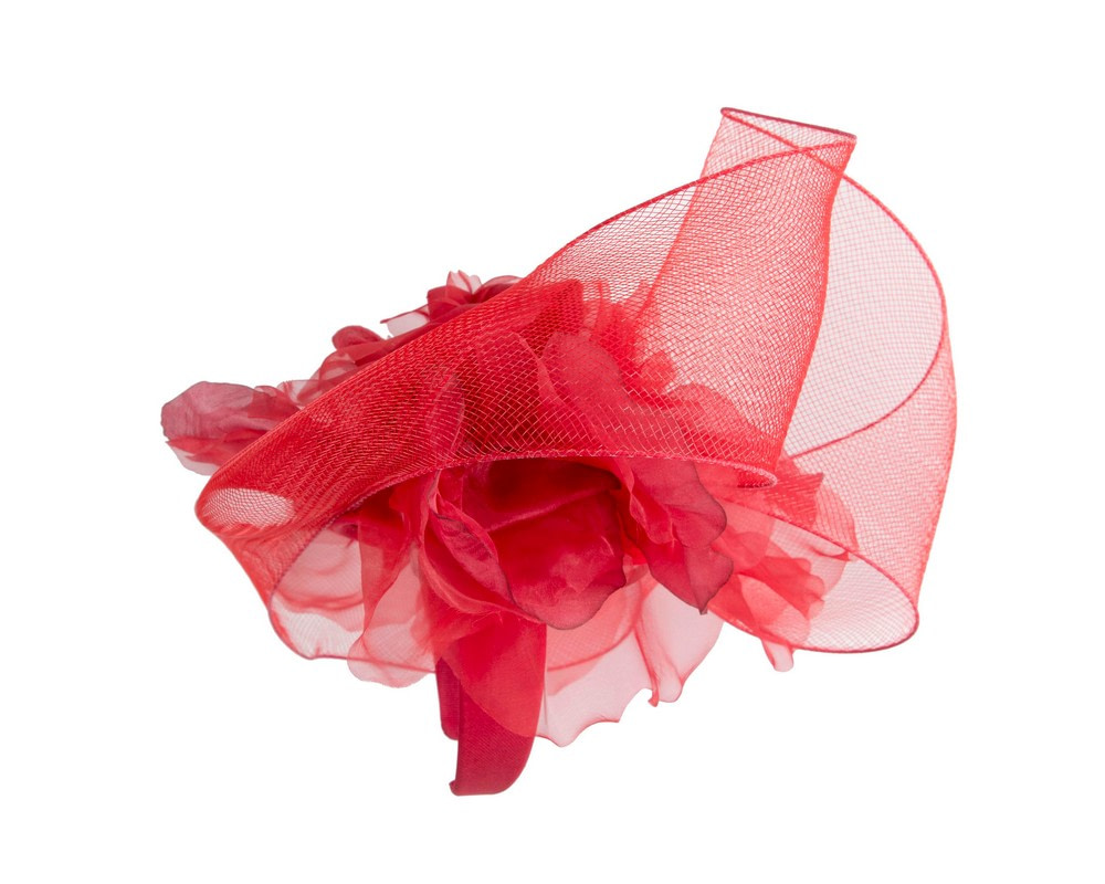 Large structured red fascinator by Fillies Collection - Hats From OZ UK Large structured red fascinator by Fillies Collection - Image 4