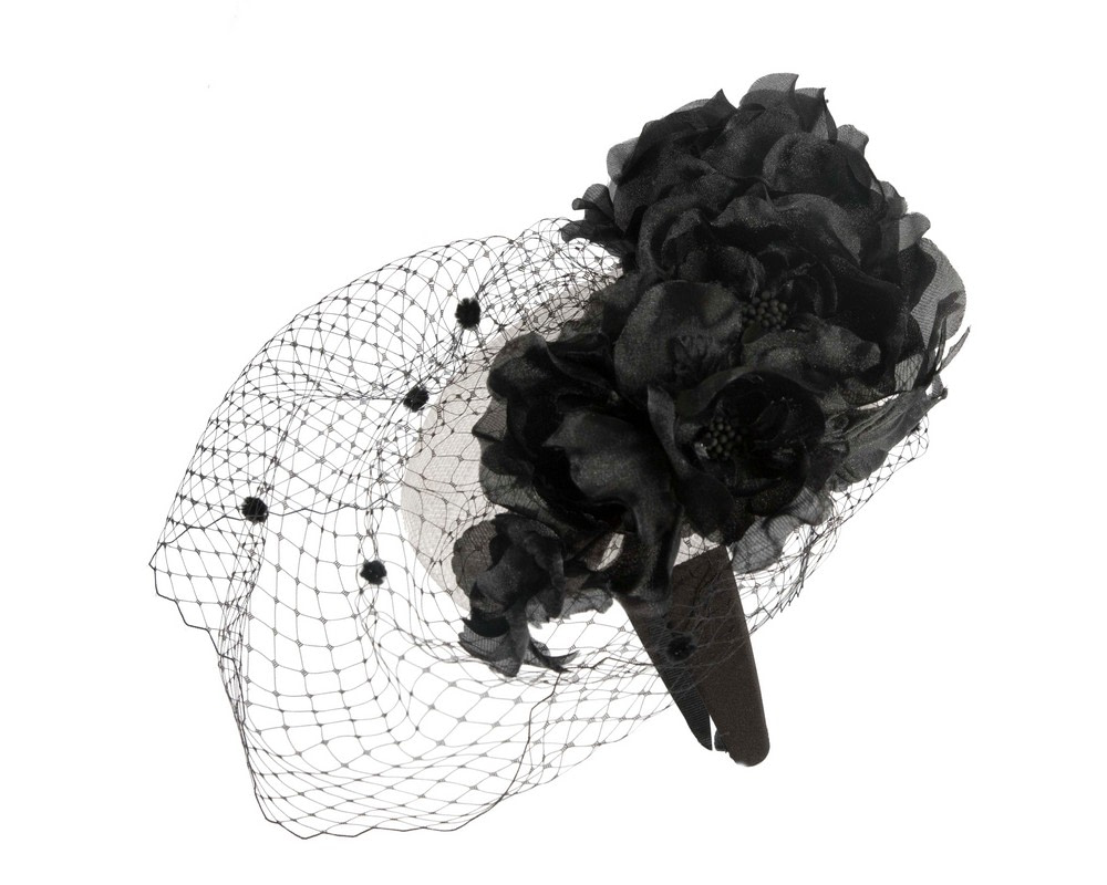 White & Black flower pillbox with face veil by Fillies Collection - Hats From OZ UK White & Black flower pillbox with face veil by Fillies Collection - Image 4