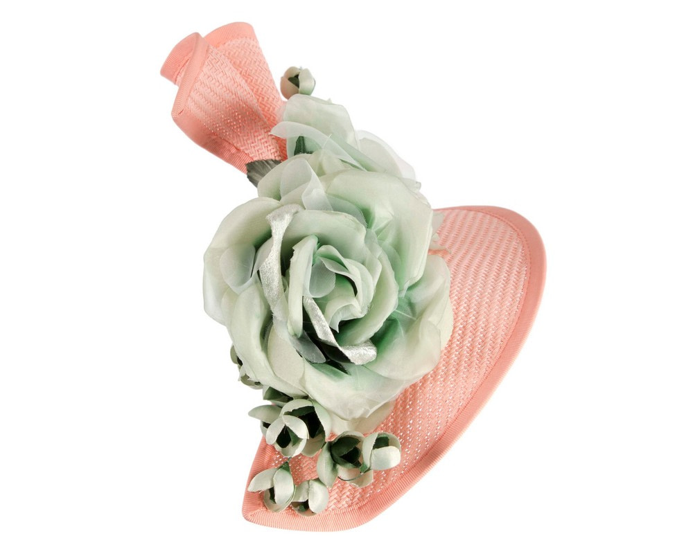 Coral & mint racing fascinator by Fillies Collection - Hats From OZ UK Coral & mint racing fascinator by Fillies Collection - Image 4