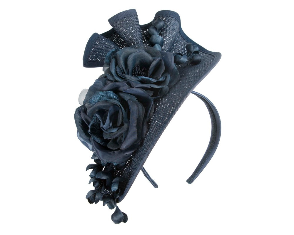 Navy racing fascinator by Fillies Collection - Hats From OZ UK Navy racing fascinator by Fillies Collection - Image 2