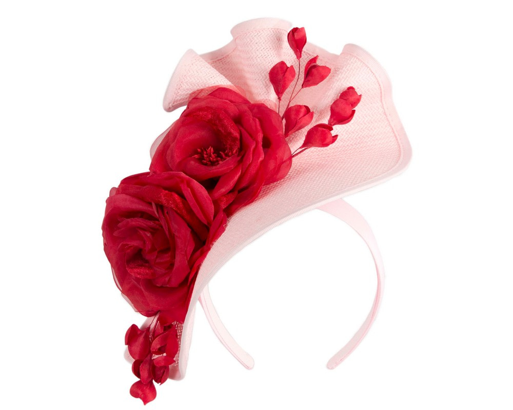 Pink & red racing fascinator by Fillies Collection - Hats From OZ UK Pink & red racing fascinator by Fillies Collection - Image 2
