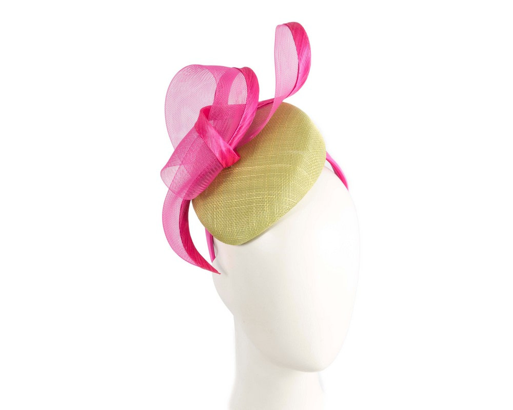 Lime & Fuchsia pillbox fascinator by Fillies Collection - Hats From OZ UK | S318LF Lime & Fuchsia pillbox fascinator by Fillies Collection - Hats From OZ UK
