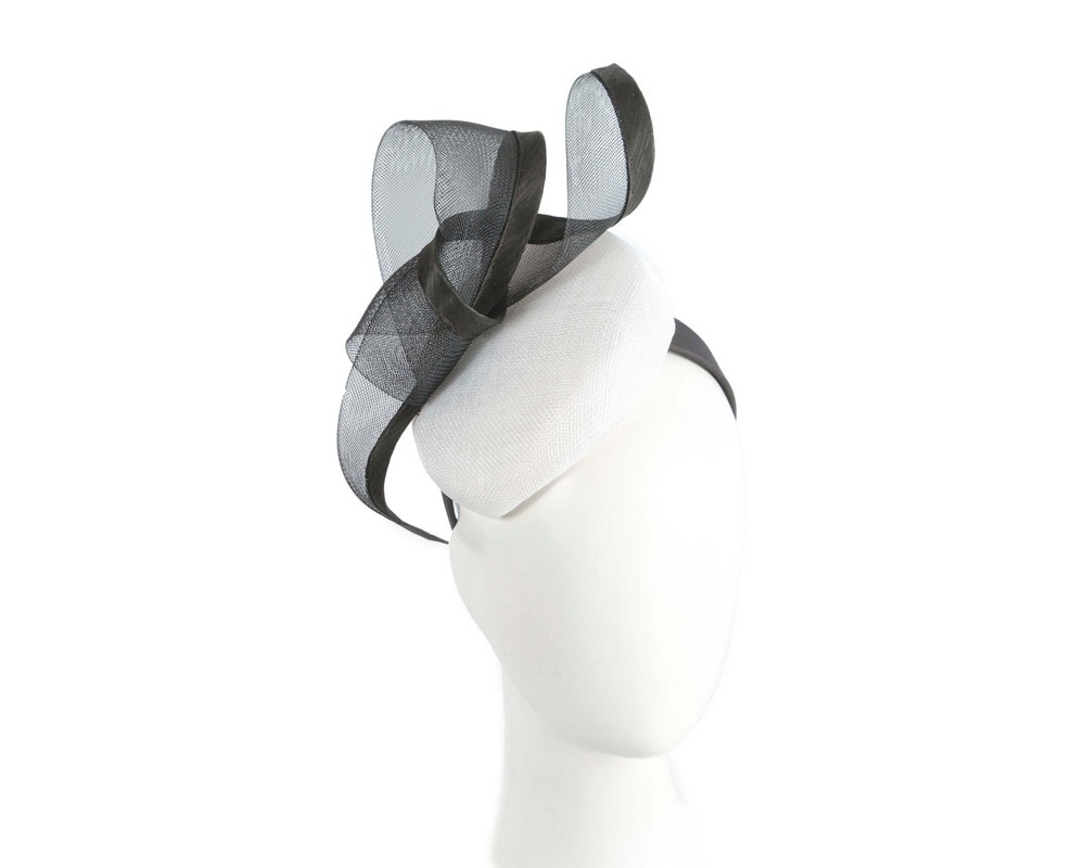 White & Black pillbox fascinator by Fillies Collection - Hats From OZ UK | S318WB White & Black pillbox fascinator by Fillies Collection - Hats From OZ UK