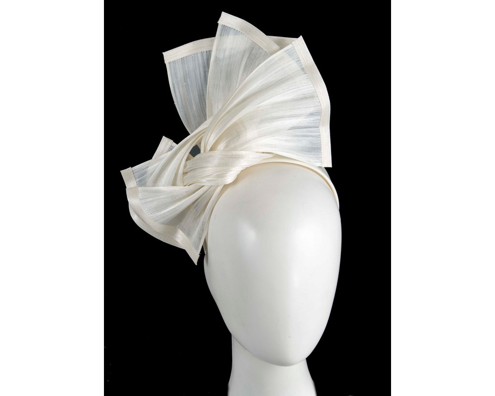 Bespoke cream silk abaca racing fascinator by Fillies Collection - Hats From OZ UK