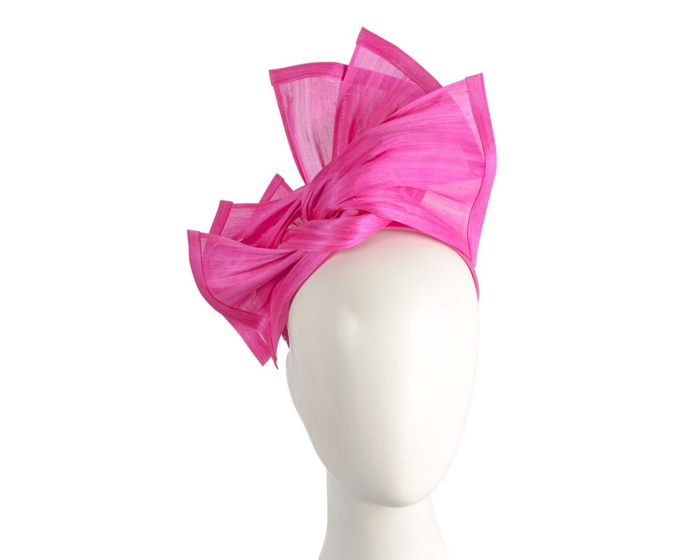 Bespoke hot pink silk abaca racing fascinator by Fillies Collection - Hats From OZ UK