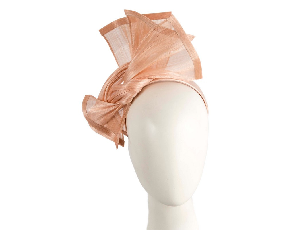 Bespoke nude silk abaca racing fascinator by Fillies Collection - Hats From OZ UK