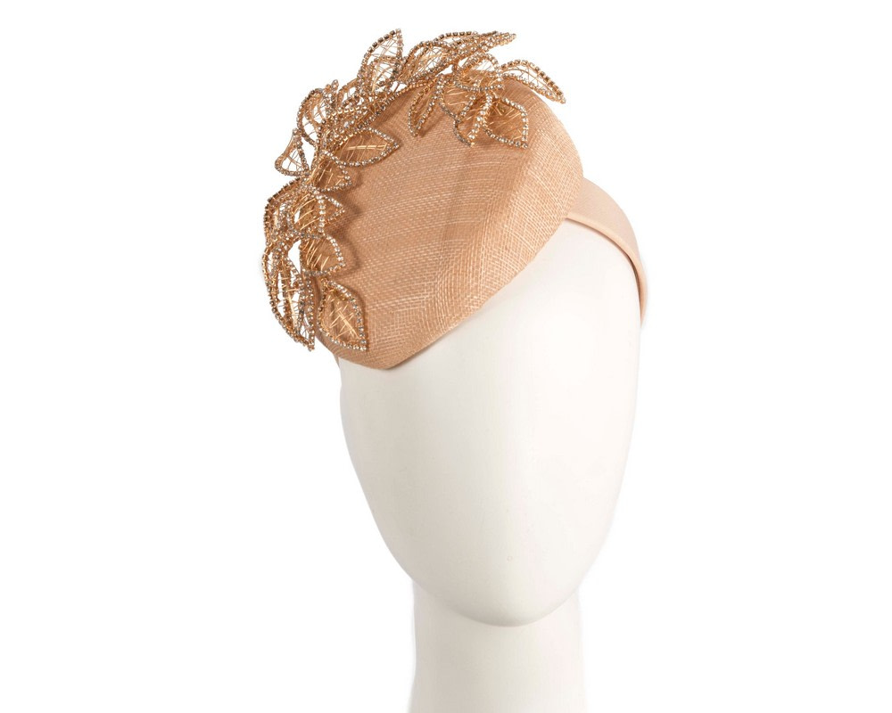 Designer gold pillbox fascinator by Fillies Collection - Hats From OZ UK Designer gold pillbox fascinator by Fillies Collection