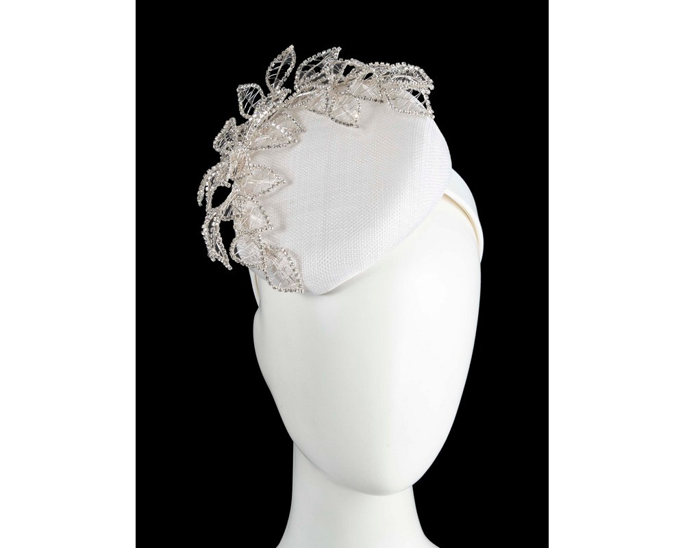 Designer white pillbox fascinator by Fillies Collection - Hats From OZ UK | S320WHT Designer white pillbox fascinator by Fillies Collection - Hats From OZ UK