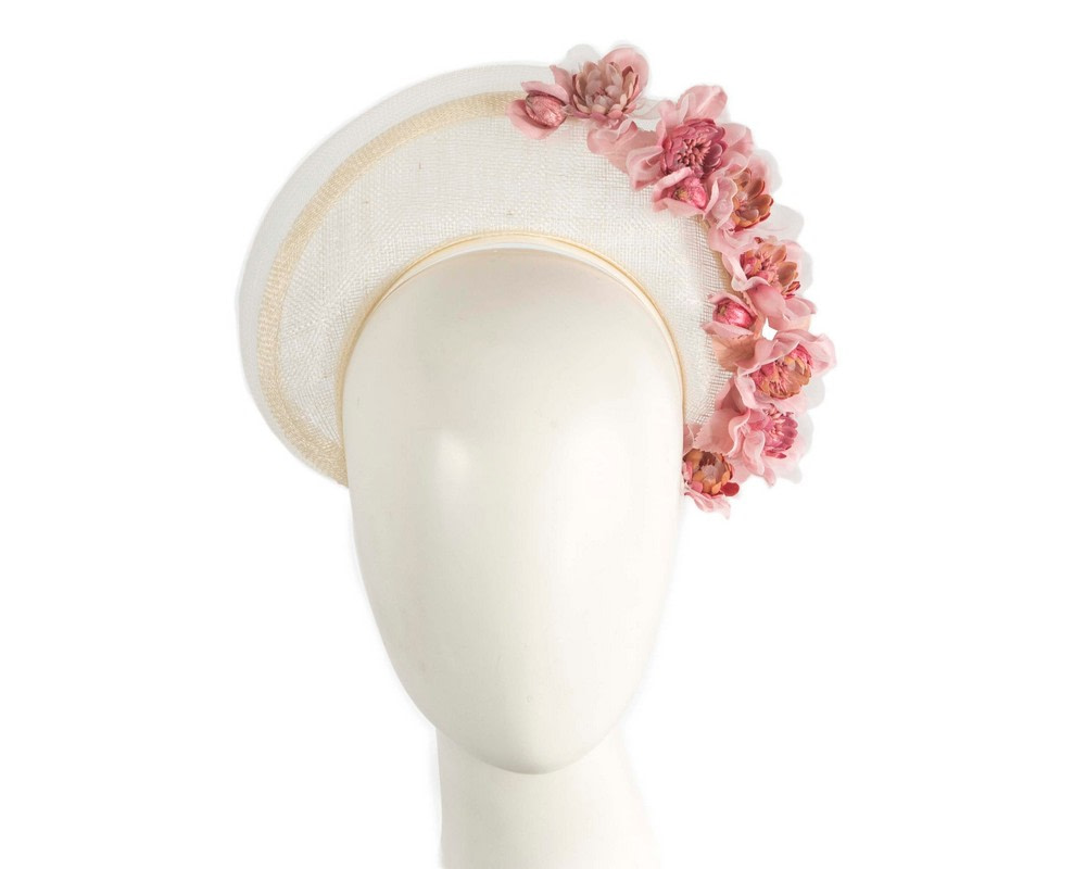 Cream & pink crown fascinator by Fillies Collection - Hats From OZ UK
