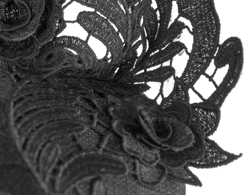 Elegant Black Pillbox Fascinator with Lace - Hats From OZ UK Elegant Black Pillbox Fascinator with Lace - Image 5