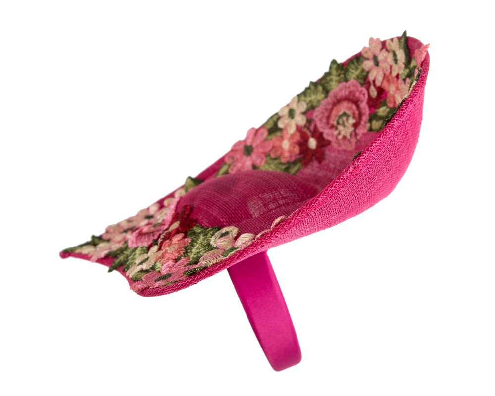 Floral Embroidered Fuchsia Fascinator by Fillies Collection - Hats From OZ UK Floral Embroidered Fuchsia Fascinator by Fillies Collection - Image 3