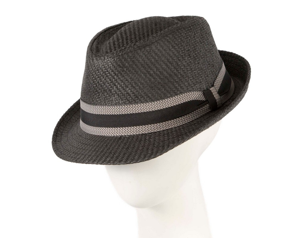 Black short brim trilby hat - Hats From OZ UK | SM704BL Black short brim trilby hat - Hats From OZ UK