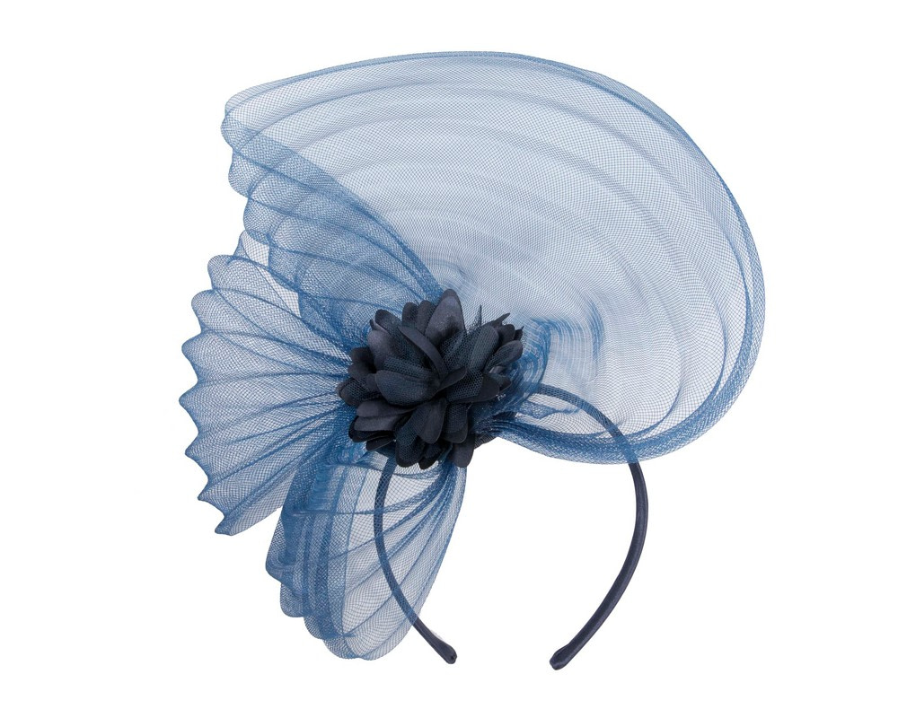 Navy crinoline and flower fascinator - Hats From OZ UK Navy crinoline and flower fascinator - Image 2