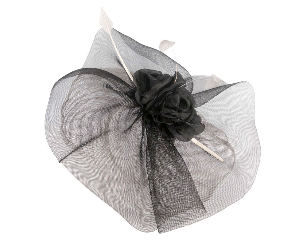 Large silver and black fascinator - Hats From OZ UK Large silver and black fascinator - Image 2