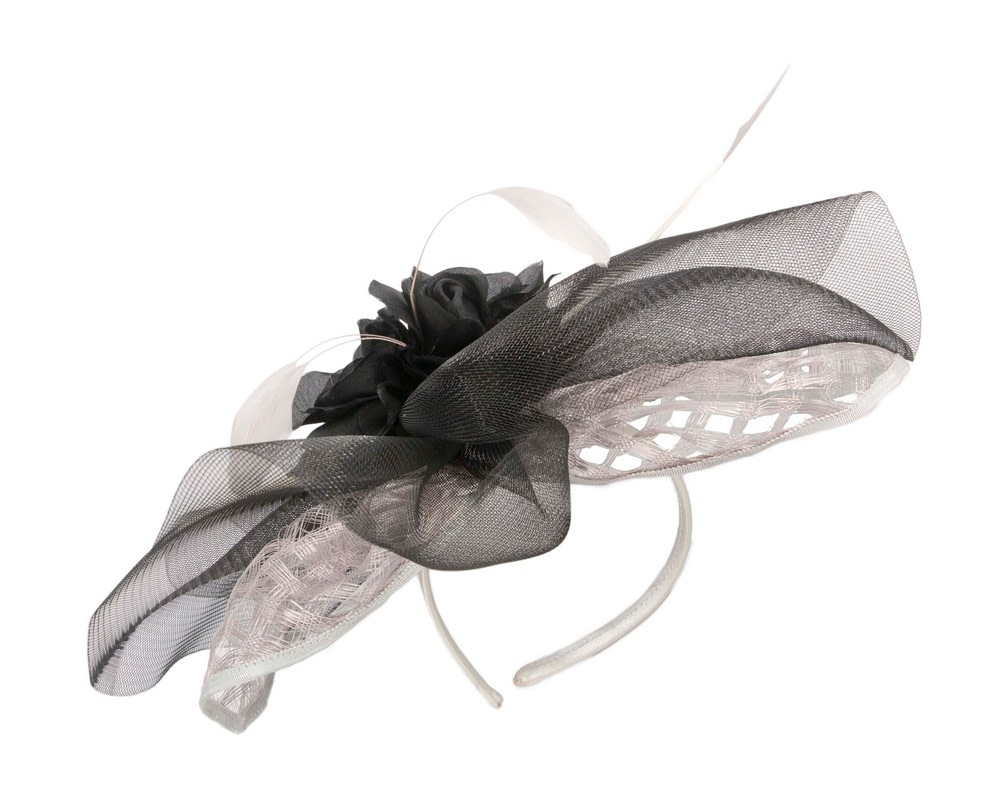 Large silver and black fascinator - Hats From OZ UK Large silver and black fascinator - Image 4