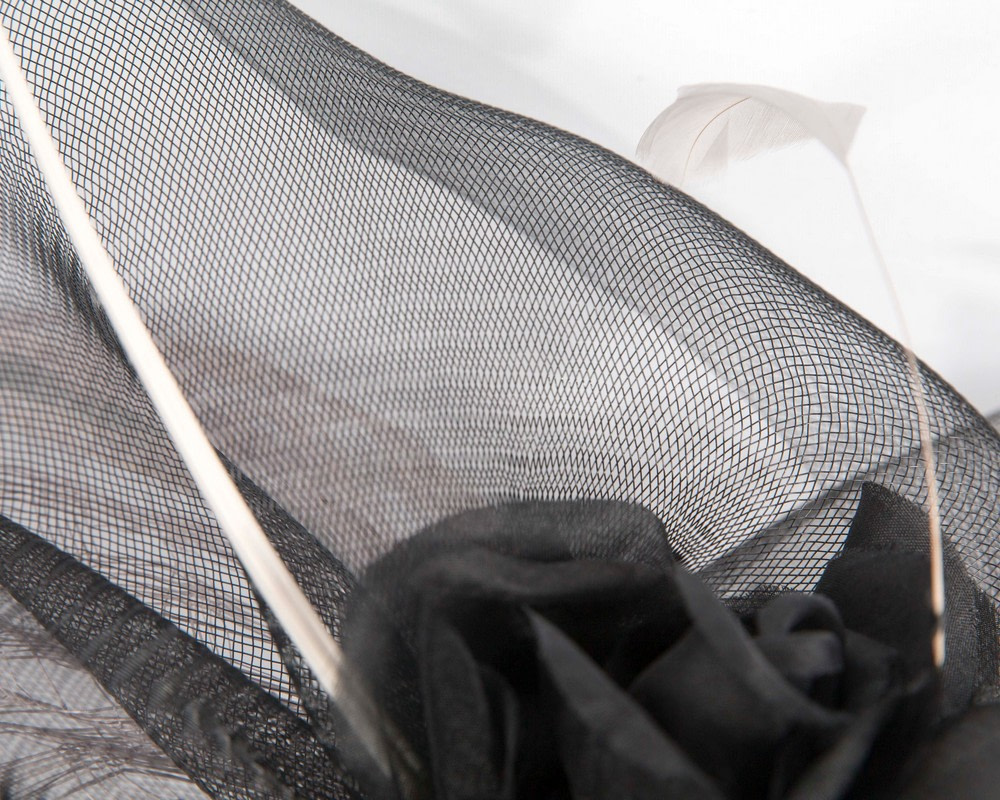 Large silver and black fascinator - Hats From OZ UK Large silver and black fascinator - Image 3