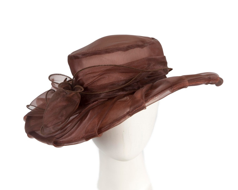 Chocolate Organza Racing Hat - Hats From OZ UK | SPSC37BR Chocolate Organza Racing Hat - Hats From OZ UK